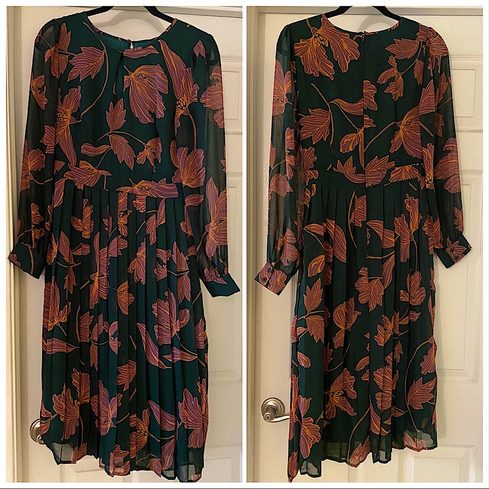 NWT ModCloth Green Floral Midi Dress